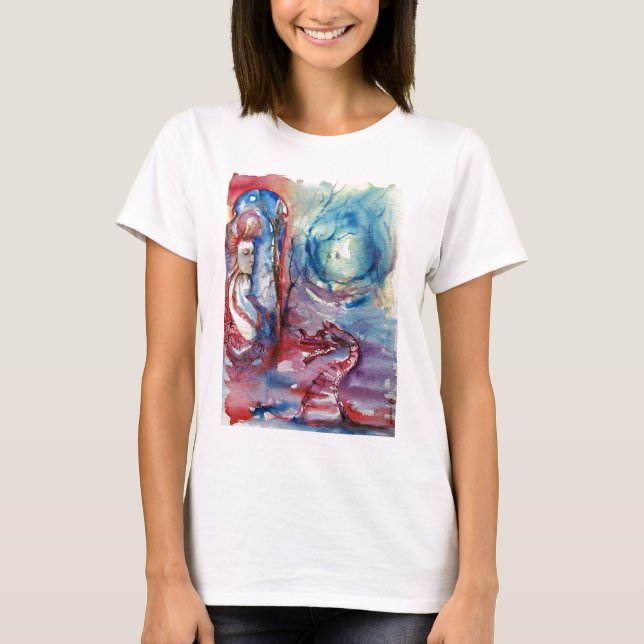 T-shirt MORGANA LE FAY ET DRAGON DU LAC Aquarelle (Devant)