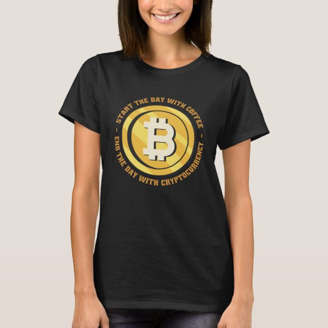 T-shirt Morning Quotes Coffee Crypto Wealth Money (Devant)