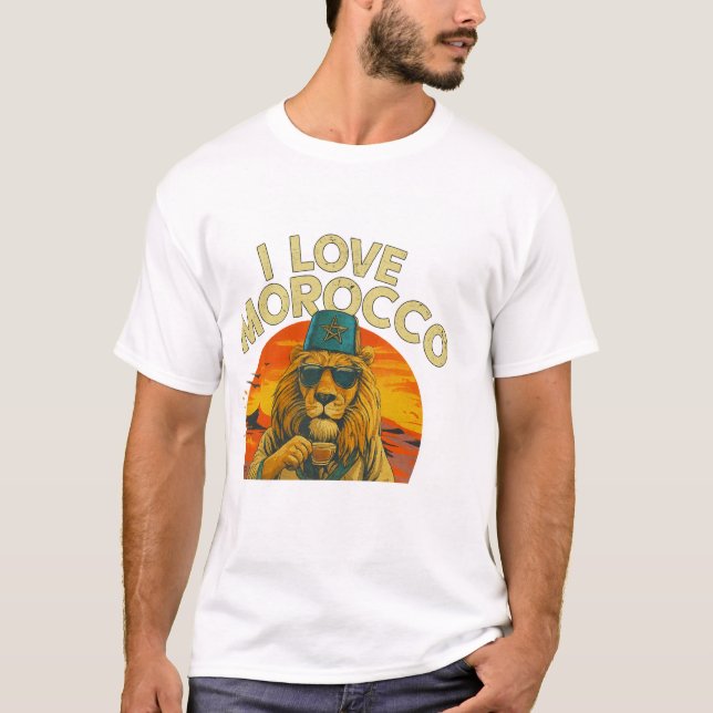 T-shirt Moroccan Lion Pride – I Love Morocco Bold (Devant)