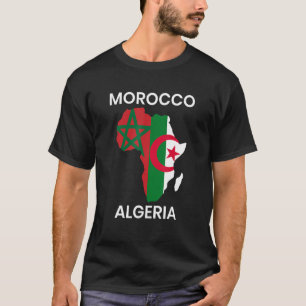 T-shirt Morocco Algeria Flag with Africa Map