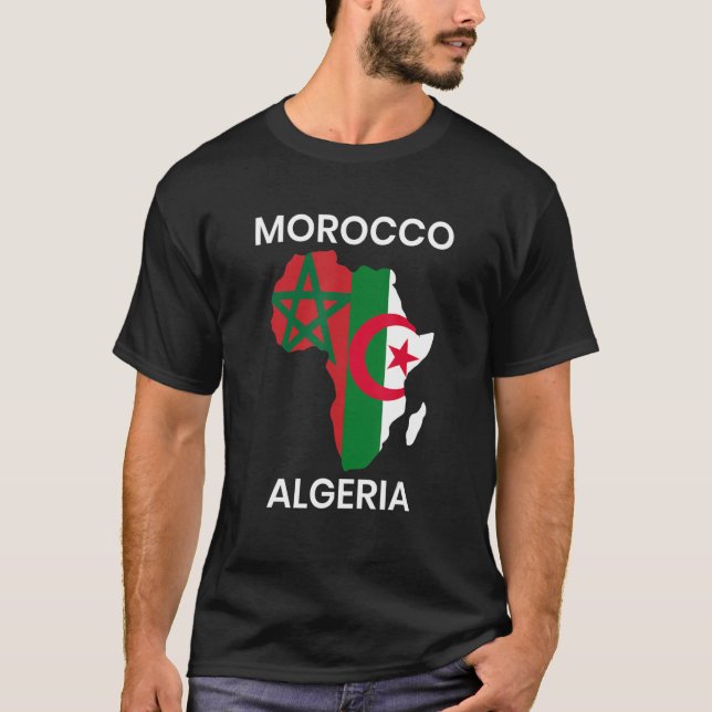 T-shirt Morocco Algeria Flag with Africa Map (Devant)