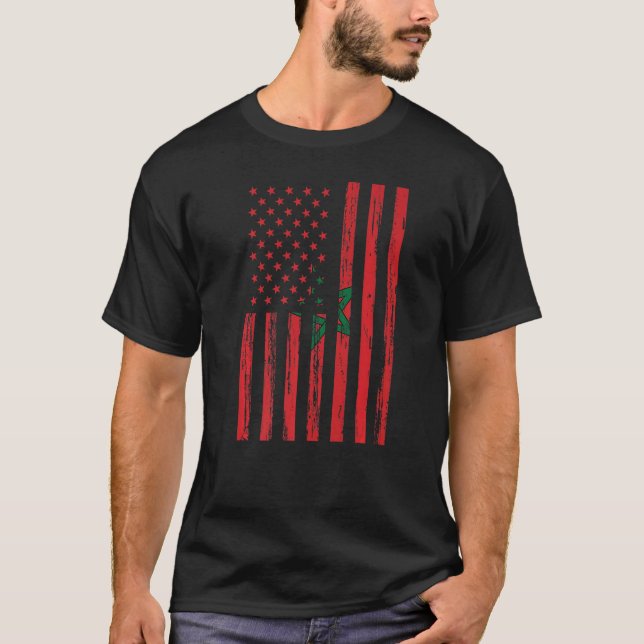 T-shirt Morocco Flag America Us It Is (Devant)