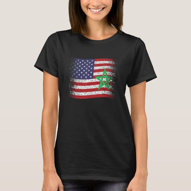T-shirt Morocco Usa Flag Morrocan Flag (Devant)