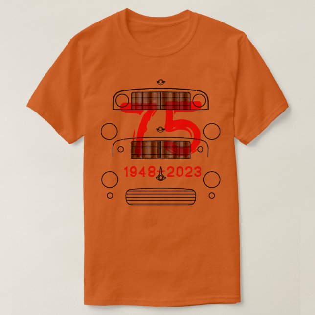 T-shirt Morris Minor évolution des voitures classiques 75è (Design devant)