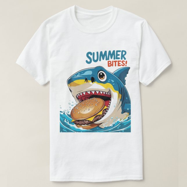 T-shirt Morsures d'été – Requin Bleu (Design devant)