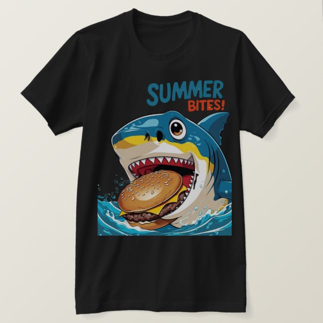 T-shirt Morsures d'été – Requin Bleu (Design devant)