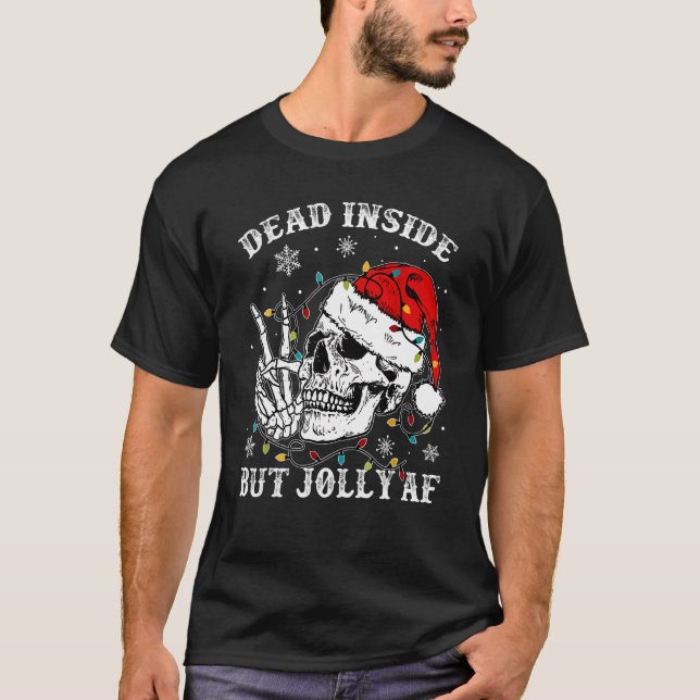 T-shirt Mort À L'Intérieur Mais Jolly Af Skull Père Noël L (Devant)
