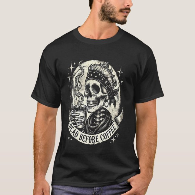 T-shirt Mort avant le café Squelette foncé torréfié (Devant)