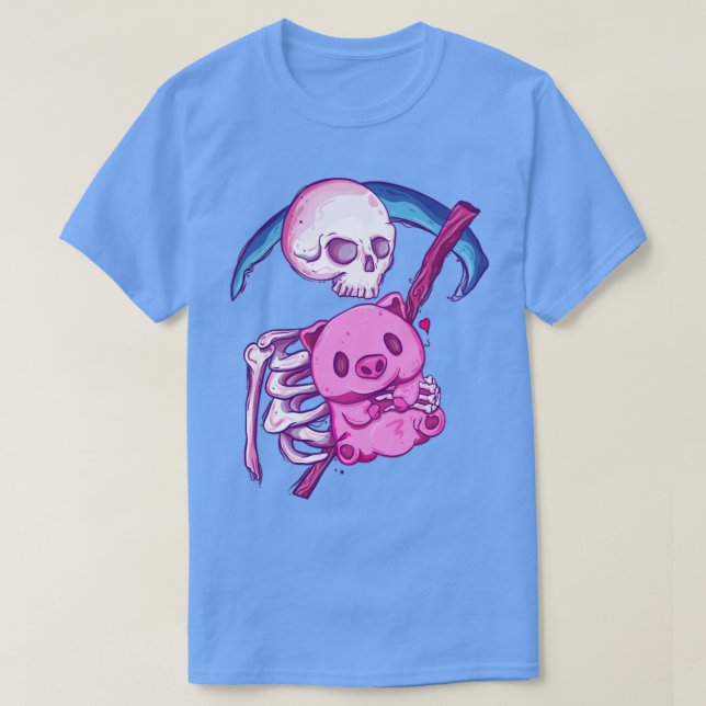 T-shirt Mort avec son cochon (Design devant)