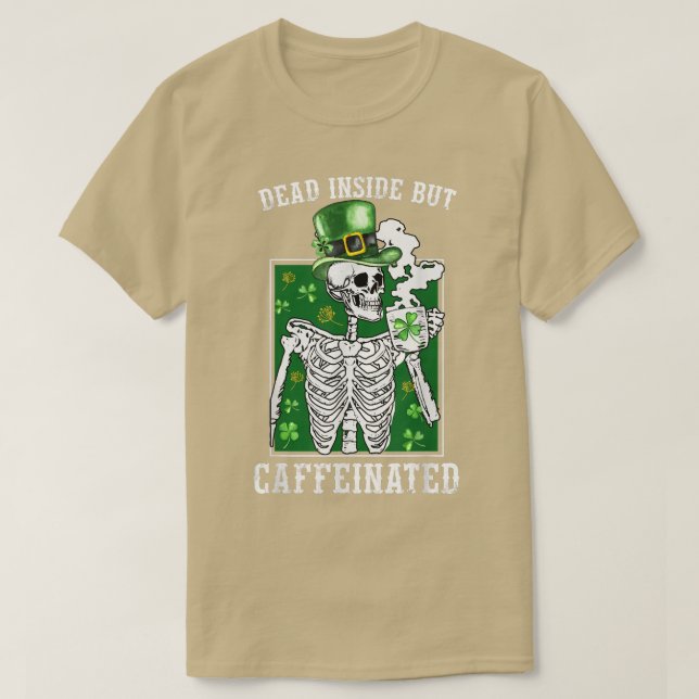 T-shirt Mort Dans Le Côté Café Caffiné Squelette Patricks  (Design devant)