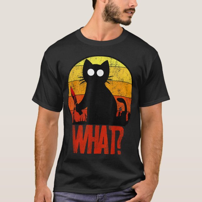 T-shirt Mortel Black Psycho Cute Chat What Knife Christe (Devant)