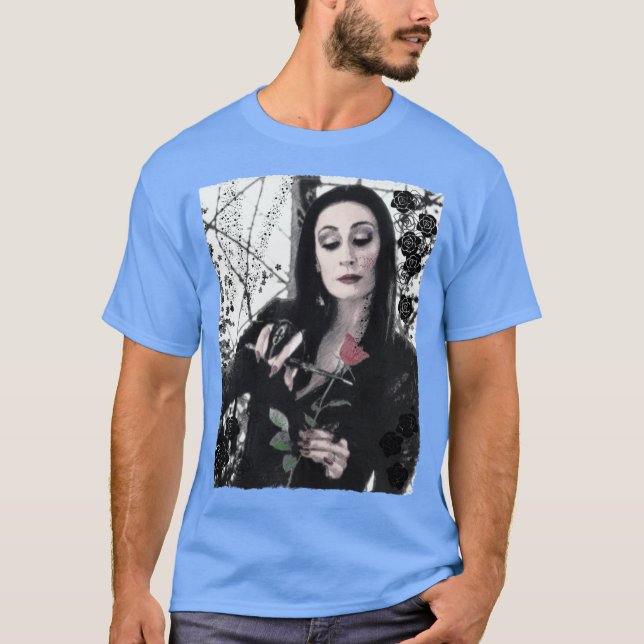 T-shirt Morticia Addams Horror family retro retro funny (Devant)