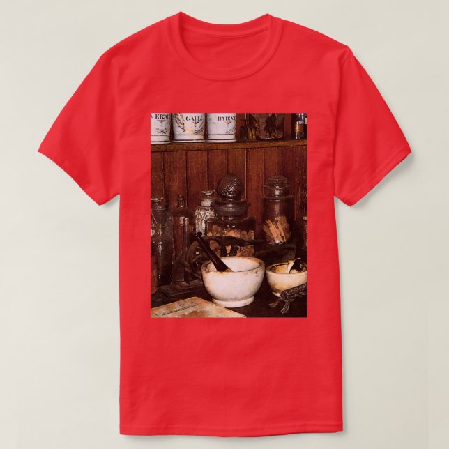 T-shirt Mortier et pilon en pharmacie (Design devant)
