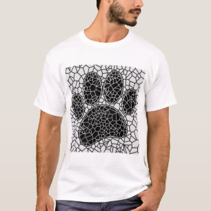 T-shirt Mosaic Art Chien Empreinte de patte En Noir Et Bla