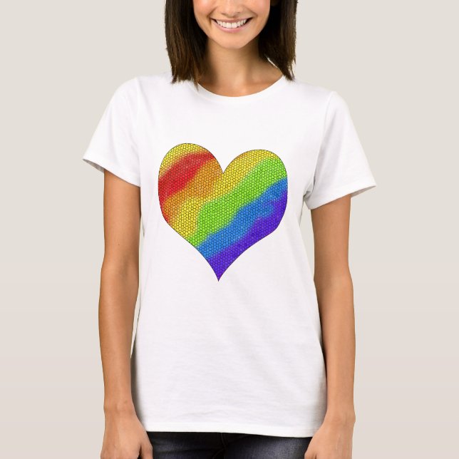 T-shirt Mosaic Rainbow Heart - (Devant)