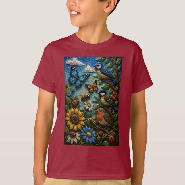 T-Shirt Mosaïque 3D Jardin Aventure (Devant)