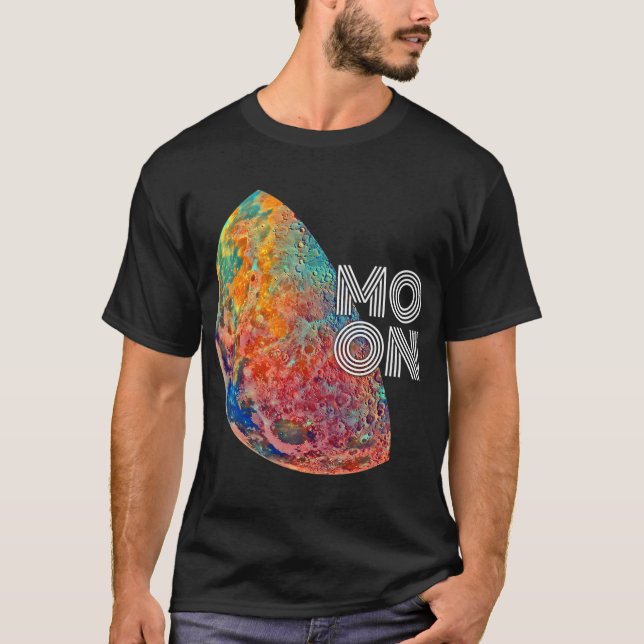 T-shirt Mosaïque de Lune Esthétique Colorée (Devant)