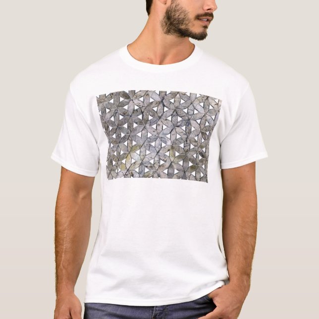 T-shirt Mosaïque de pierre grise naturelle, fleur de vie (Devant)