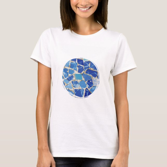 T-shirt Mosaïques de Gaudi avec un contact d'huile (Devant)