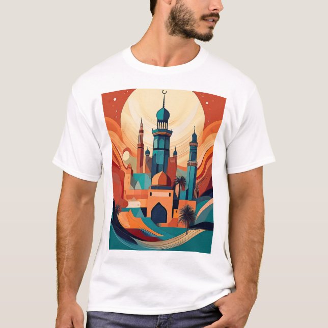 T-shirt Mosquée arabe sereine : Art culturel Imprimer (Devant)