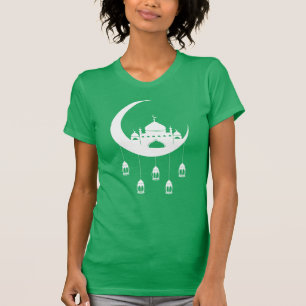 T-shirt Mosquée blanche en Crescent Moon Fanous Ramadan