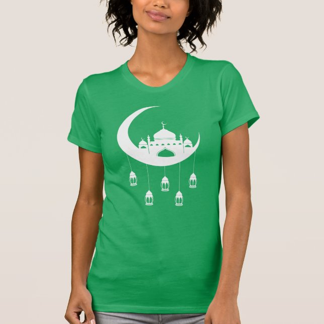 T-shirt Mosquée blanche en Crescent Moon Fanous Ramadan (Devant)