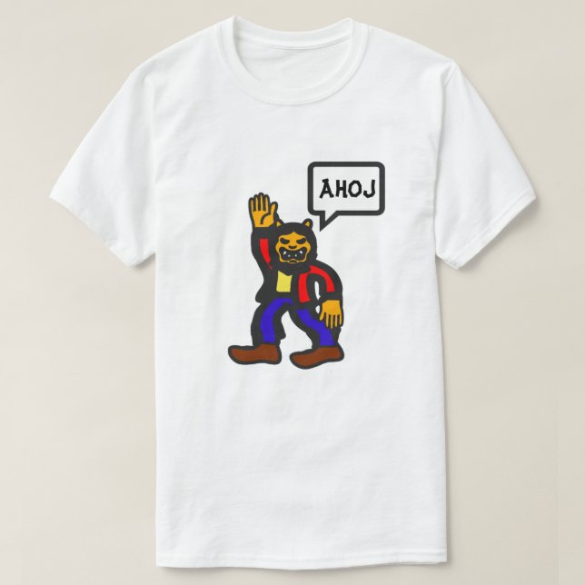 T-shirt Mot Alien humanoïde et tchèque ahoj (Design devant)