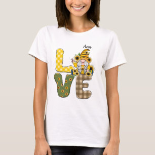 T-shirt Mot "Country LOVE" avec Gnomess et Sunflowers