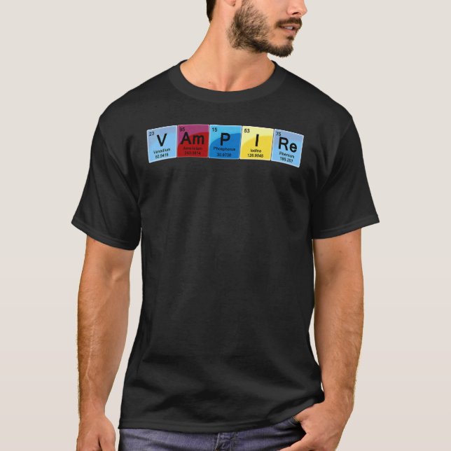 T-shirt Mot de tableau périodique du vampire élémentaire (Devant)