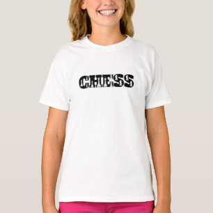 T-shirt Mot d'échecs Lettres noires Pièces blanches Créati