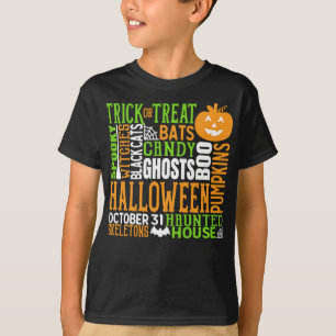 T-shirt Mot d'Halloween Jumble coloré mignon araignée Citr