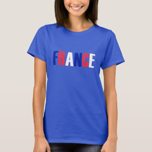 T-shirt Mot FRANCE dans le drapeau tricolore du pays