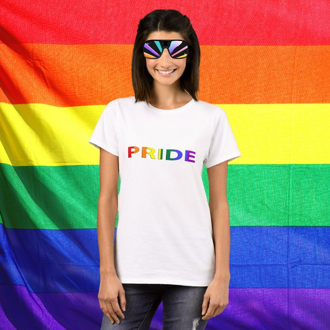 T-shirt Mot Pride couleur arc-en-ciel (Rainbow Colored Pride Word T-Shirt)