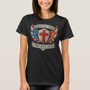 T-shirt Motard chrétien Je roule avec Jésus