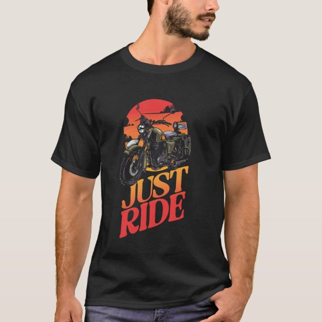 T-shirt Motard de moto classique juste rouler (Devant)