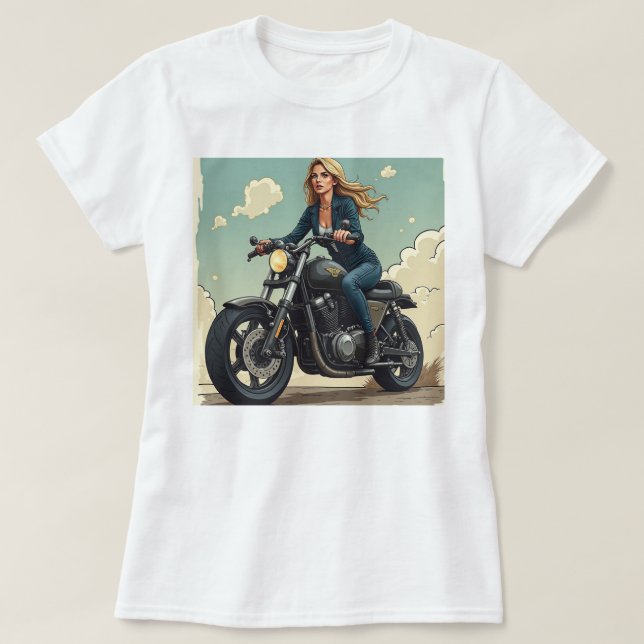 T-shirt Motarde sur la route (Design devant)