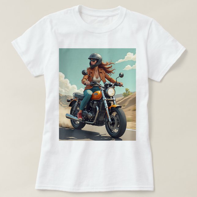 T-shirt Motarde Sur La Route (Design devant)