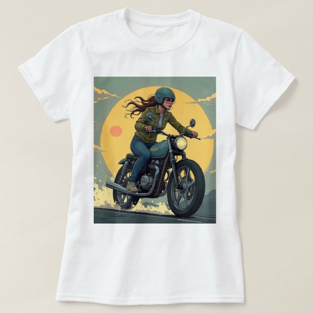T-shirt Motarde sur la route (Design devant)