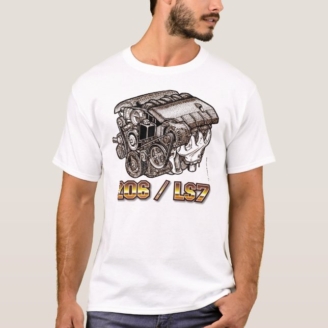 T-shirt Moteur de C6 Corvette Z06 LS7 (Devant)