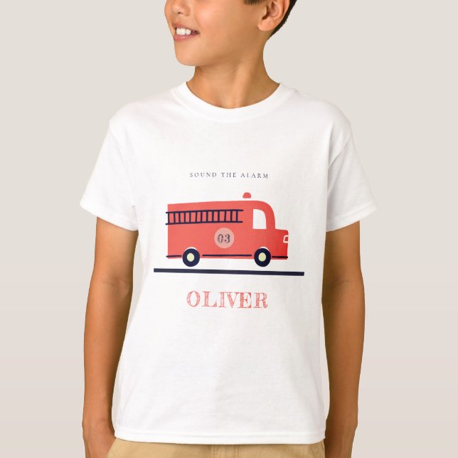 T-shirt Moteur de camion feu rouge mignon n'importe quel â (Devant)