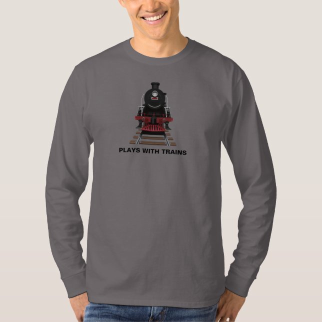 T-shirt Moteur de Train Joue Avec des Trains ou Texte Pers (Devant)