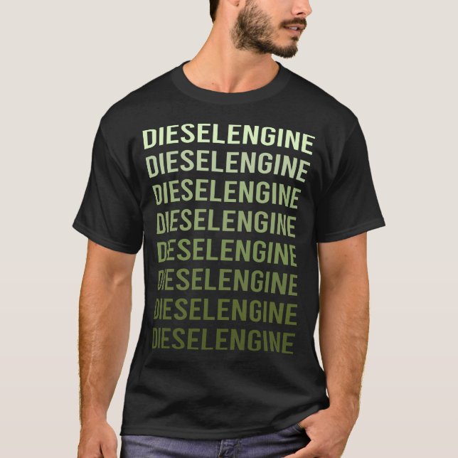 T-shirt Moteur diesel à texte vert (Devant)