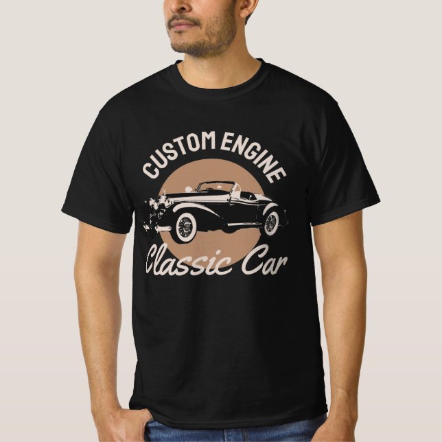 T-shirt Moteur personnalisé voiture classique (Devant)