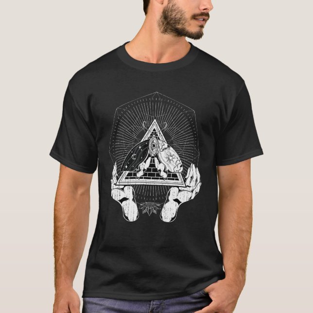 T-shirt Moth Moon gothique Sun Hamsa Hand Pagan Occult (Devant)