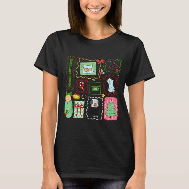 T-shirt Mother Baby Nurse Christmas Stamp Stpartum Materni (Devant)