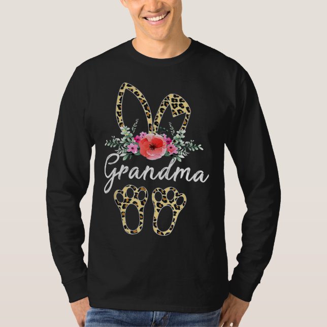 T-shirt Mother s Day Easter For Grandma Leopard Bunny Flor (Devant)
