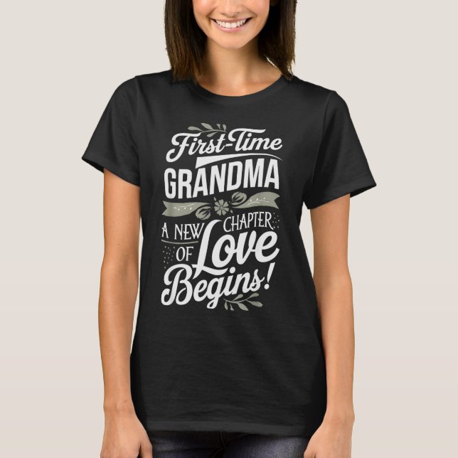 T-shirt Mother’s Day First Time Grandma Cute New Granhild  (Devant)
