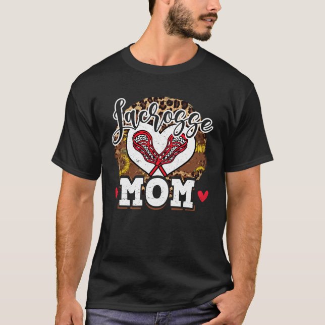 T-shirt Mother s Day Lacrosse Mom Mama  Mom Life Leopard (Devant)