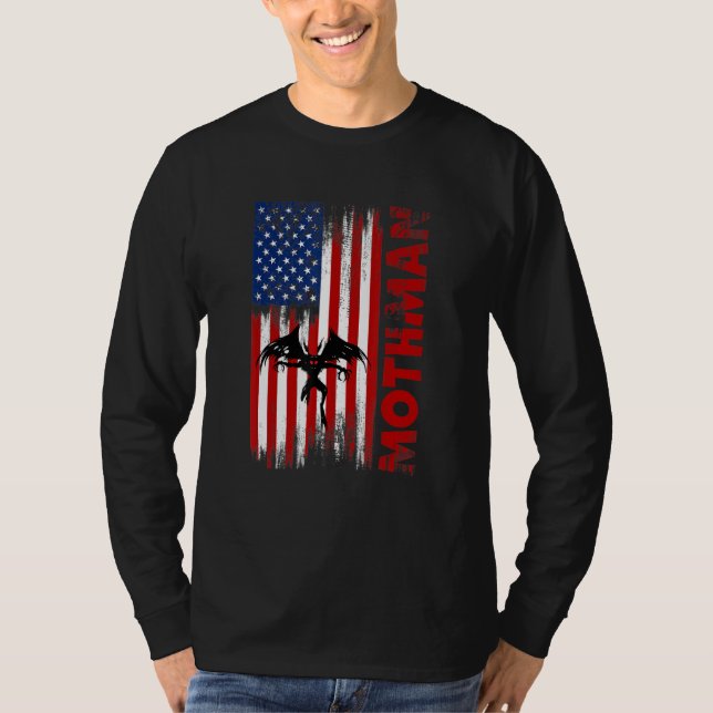 T-shirt Mothman Cryptide Cryptozoologie Drapeau Américain (Devant)