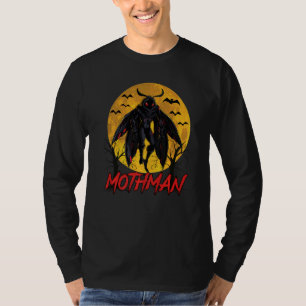 T-shirt Mothman Halloween Lune foncée avec chauves-souris